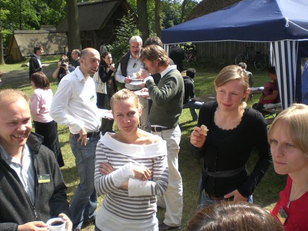 young scientists at a break outside